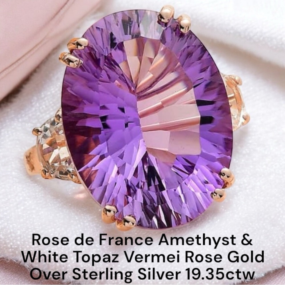 Rose de France Amethyst & White Topaz Rose Gold Over Sterling Silver 19.35ctw